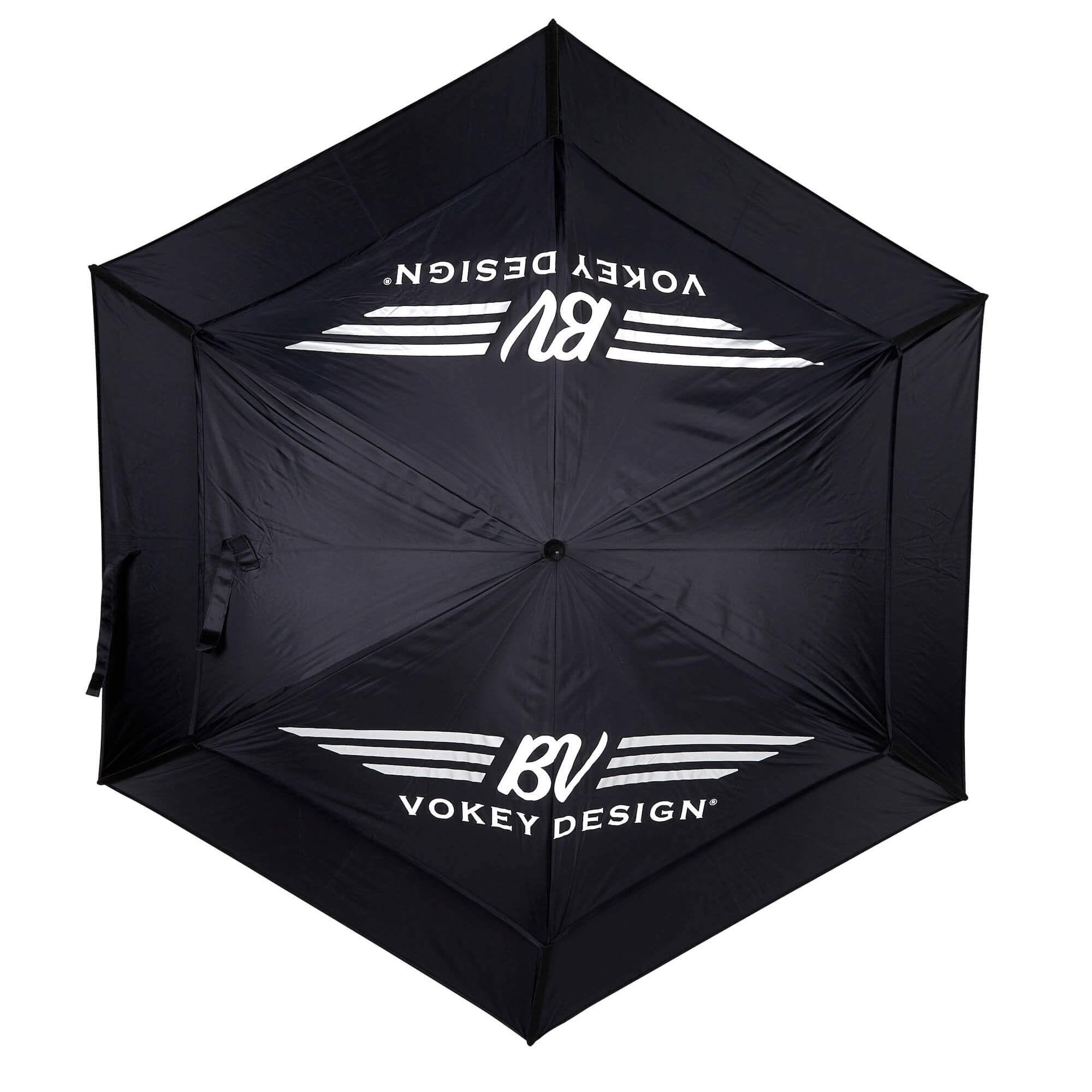 Vokey Tour Double Canopy Umbrella - Black + White/Silver